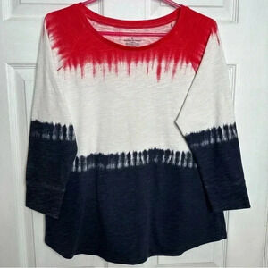 Sonoma  Long Sleeved Shirt Crew Neck Red, White, & Blue Size Medium